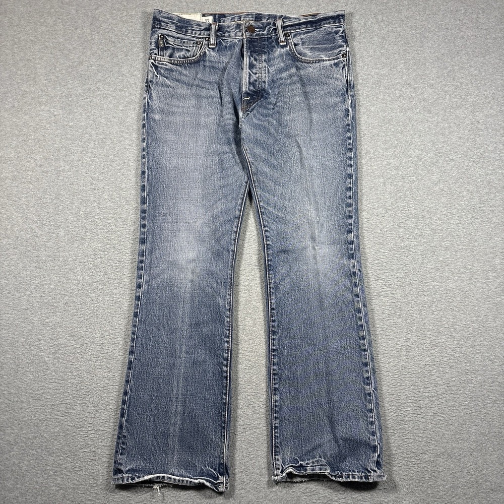 Vtg Y2K Abercrombie Fitch Baxter Low Rise Slim Bootcut Distressed Jeans 34x30